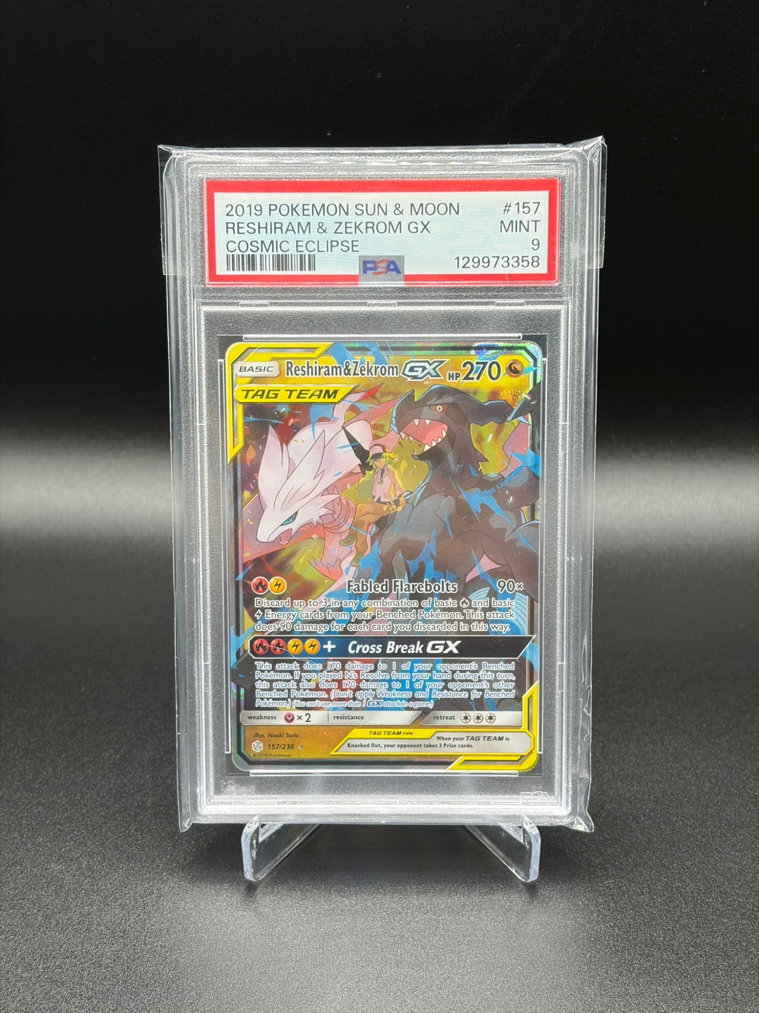 Reshiram & Zekrom GX (CEC 157) - PSA 9